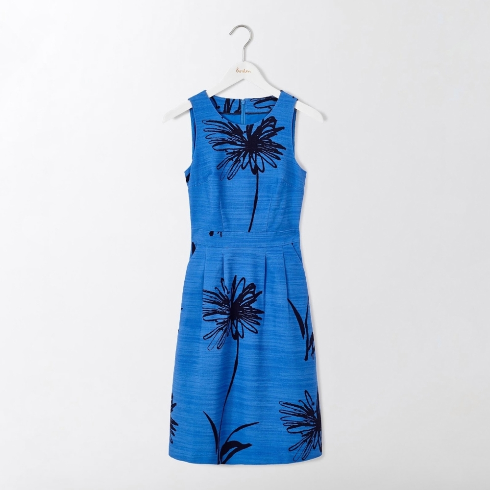 BODEN Evelyn Midi Dress In Floral Blue | US Size 4